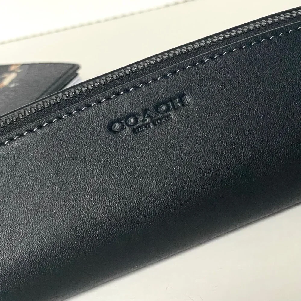 Coach CCP98 Boxed Notebook & Pencil Case Black Signature Canvas Penguin Leather